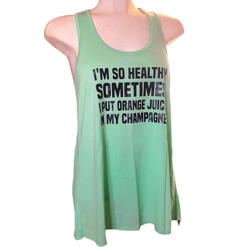 I'm so healthy mint green mimosa racerback gym tank top Size XL